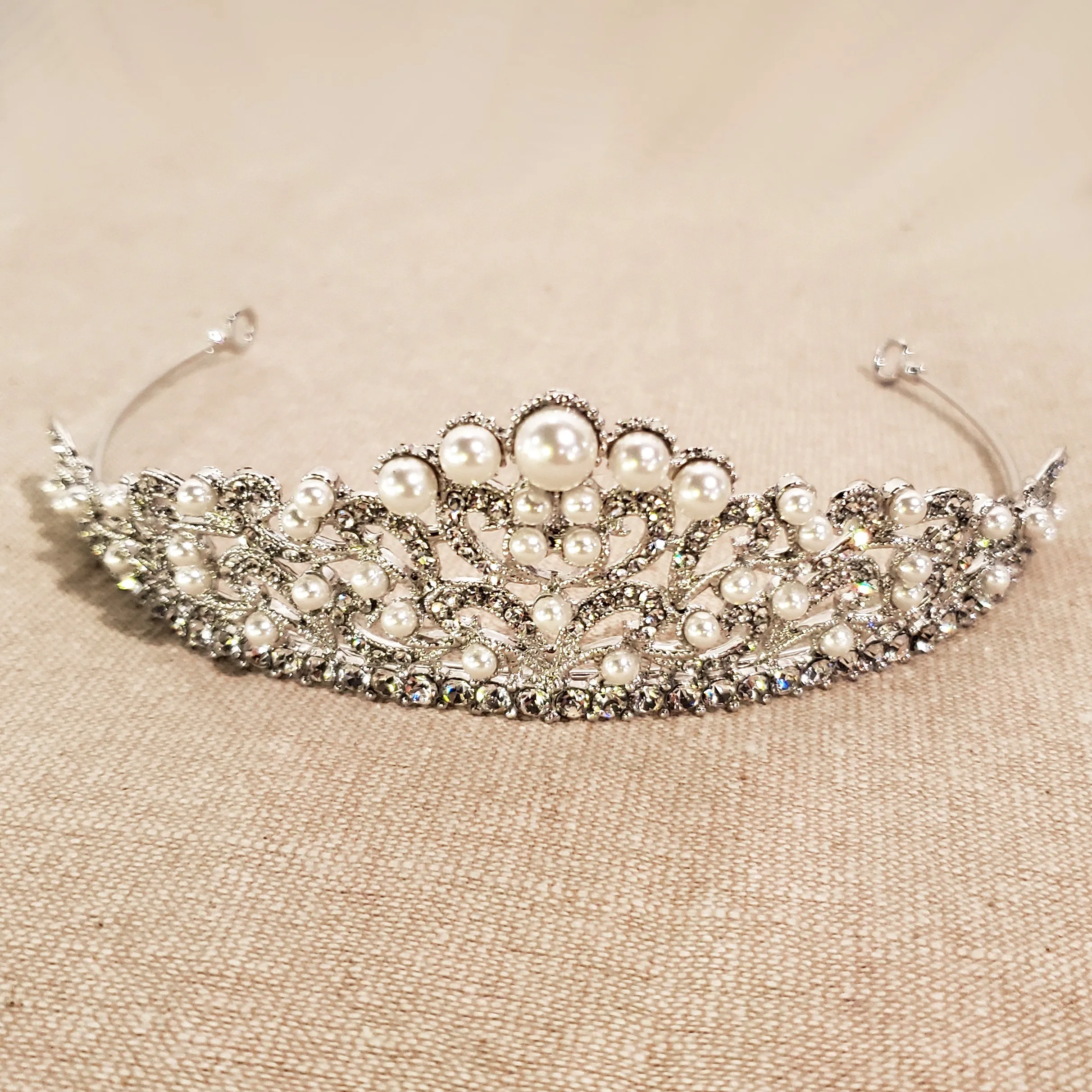 1.75" Tall Tiara for Glam Bride Wedding or Victorian Prom