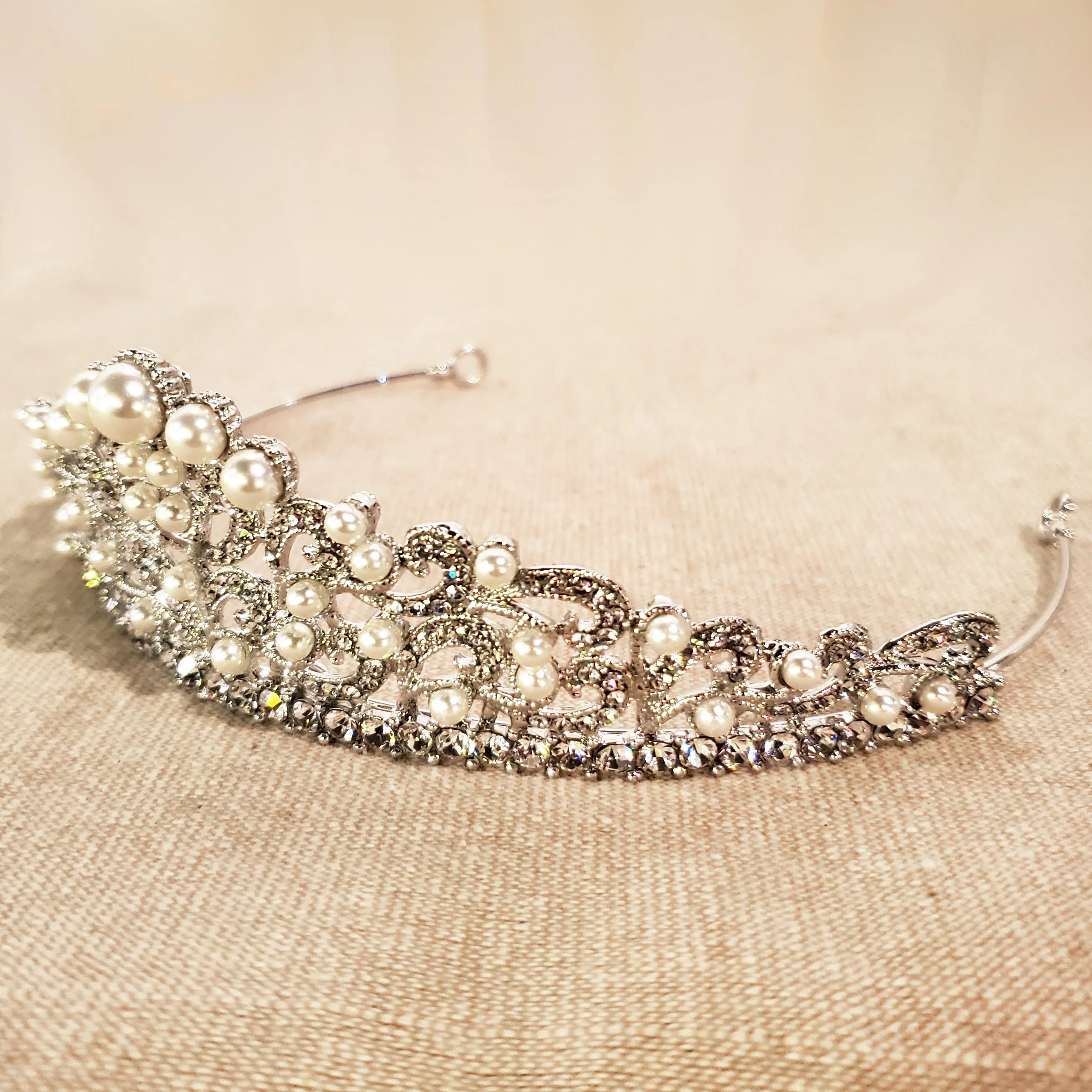 1.75" Tall Tiara for Glam Bride Wedding or Victorian Prom