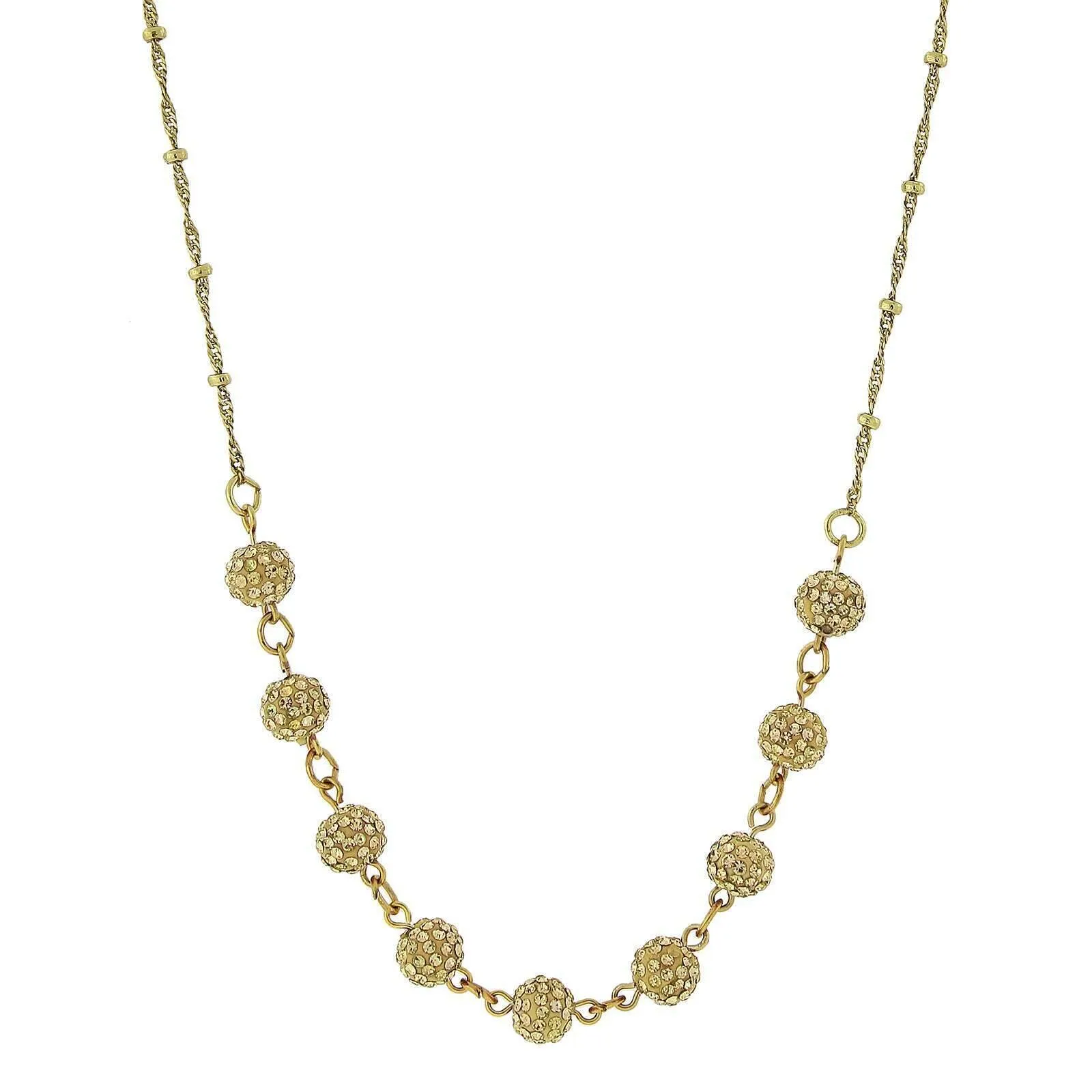 1928 Jewelry Crystal Fireball Pave Necklace 16"   3" Extender