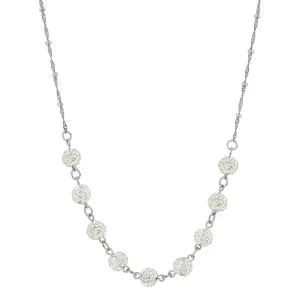 1928 Jewelry Silver Tone Crystal Fireball Pave Necklace 16"   3" Extender