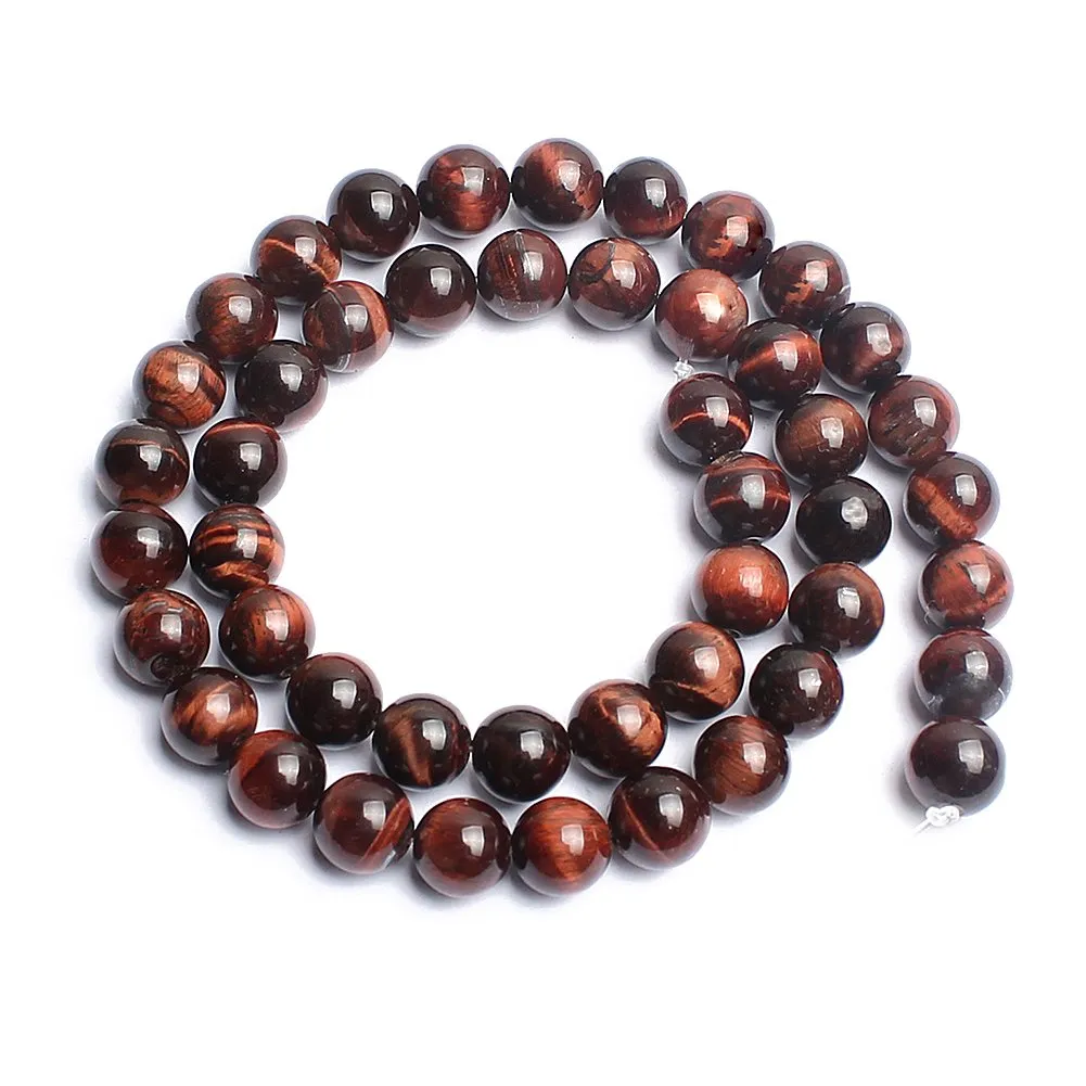 35pcs 10mm Natural Stone Beads Red Tiger Eye Beads Energy Crystal Healing Power Gemstone for Jewelry Making, DIY Bracelet Necklace