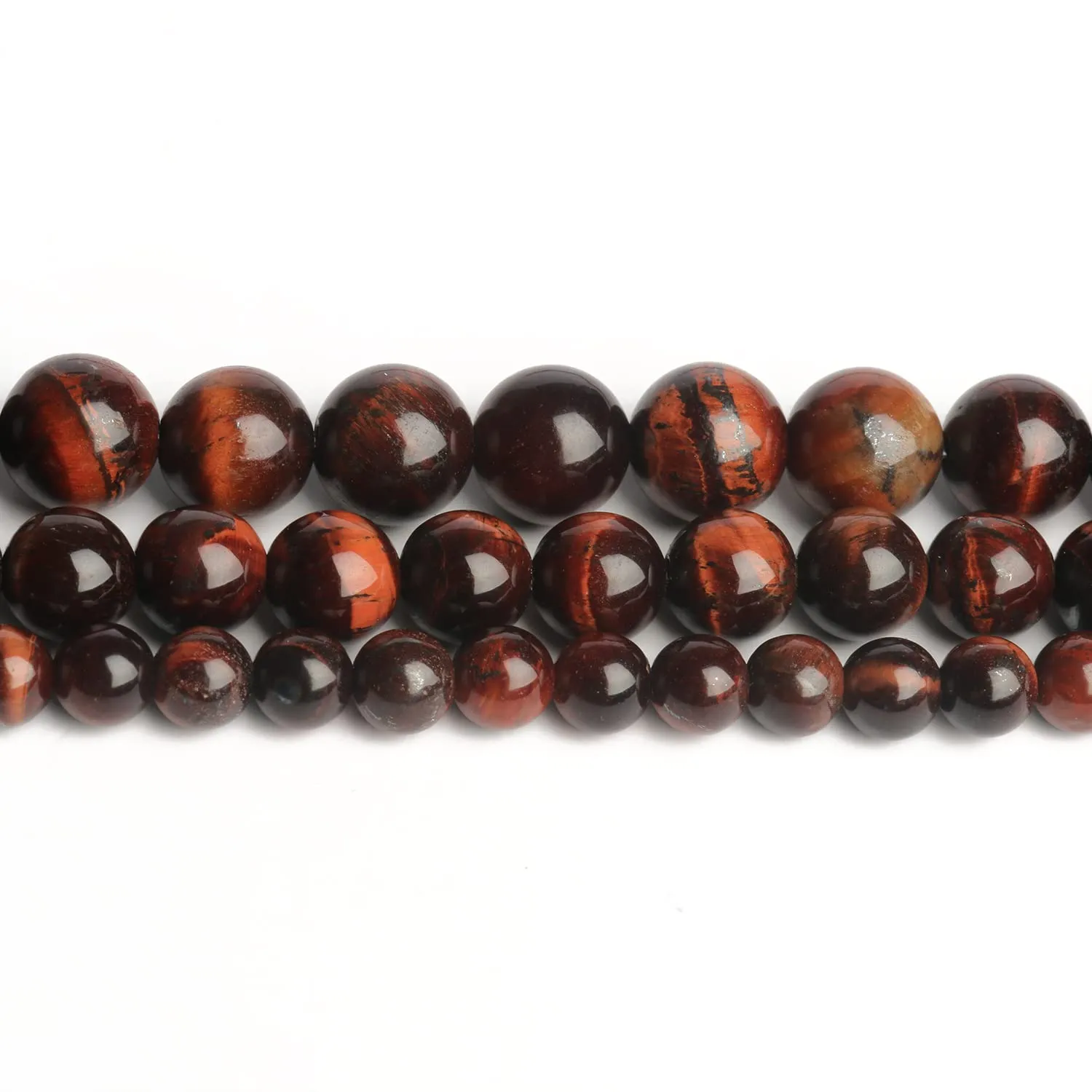 35pcs 10mm Natural Stone Beads Red Tiger Eye Beads Energy Crystal Healing Power Gemstone for Jewelry Making, DIY Bracelet Necklace