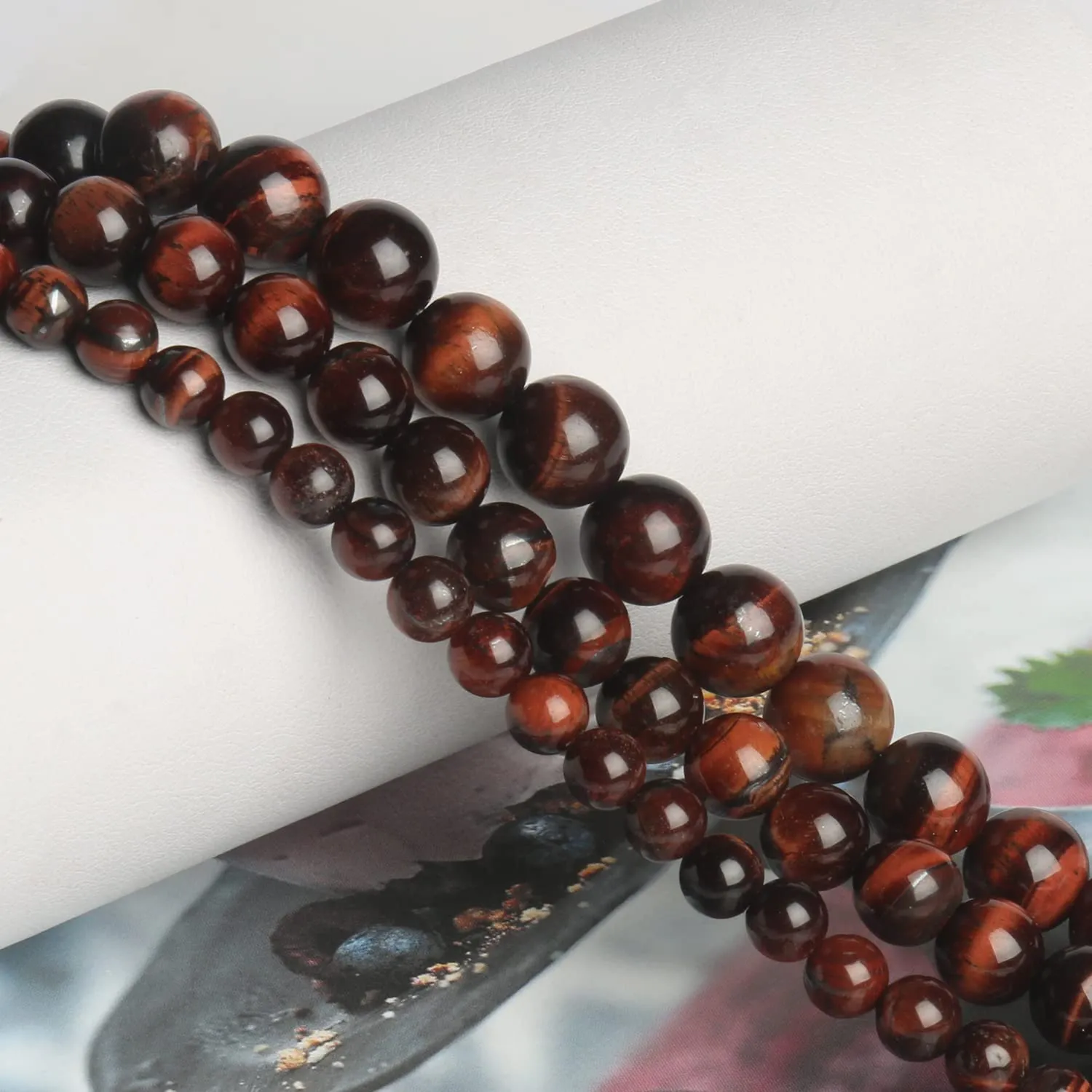 35pcs 10mm Natural Stone Beads Red Tiger Eye Beads Energy Crystal Healing Power Gemstone for Jewelry Making, DIY Bracelet Necklace