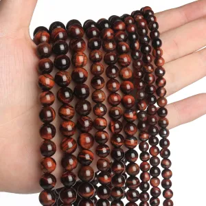 35pcs 10mm Natural Stone Beads Red Tiger Eye Beads Energy Crystal Healing Power Gemstone for Jewelry Making, DIY Bracelet Necklace