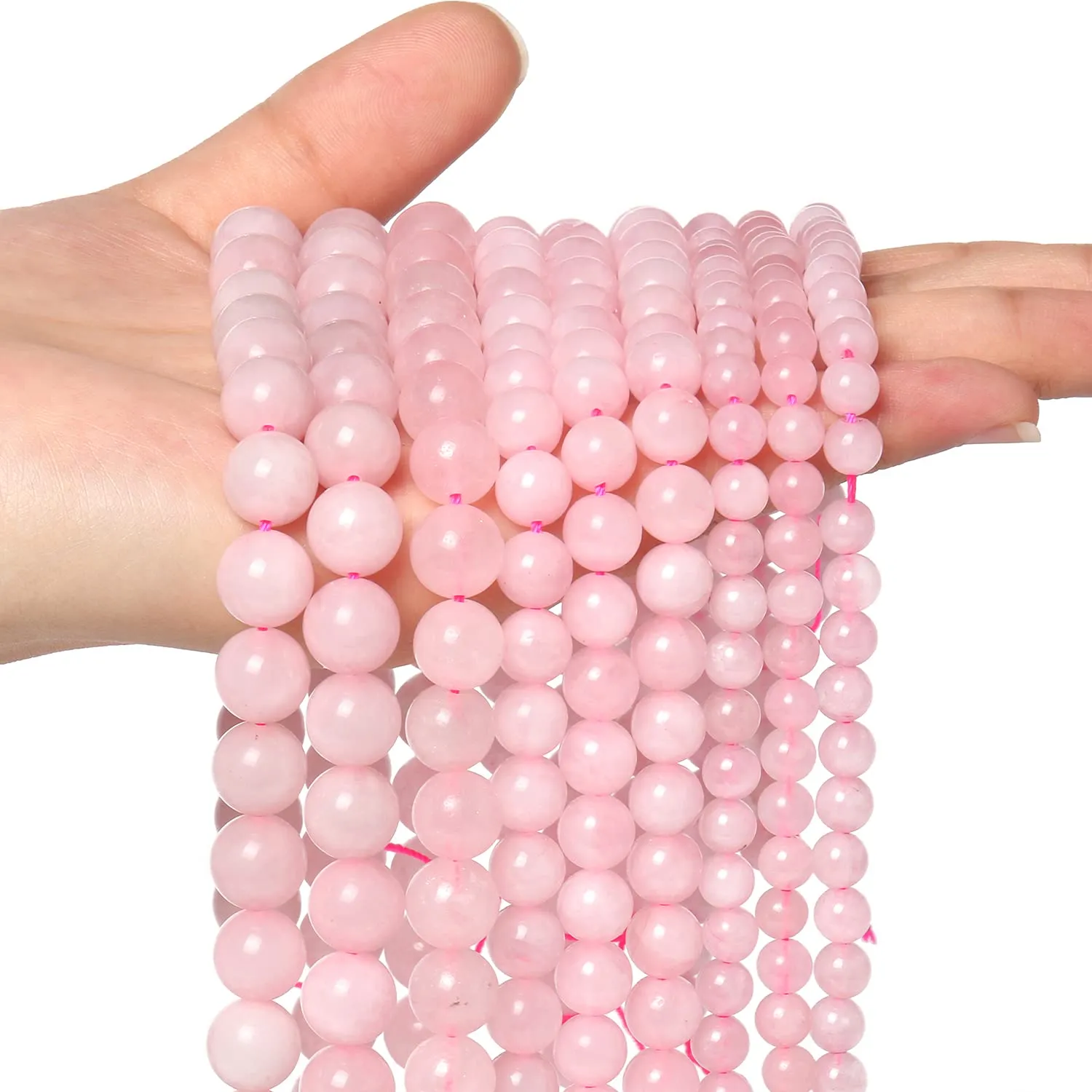 35pcs 10mm Natural Stone Beads Rose Quartz Beads Energy Crystal Healing Power Gemstone for Jewelry Making, DIY Bracelet Necklace