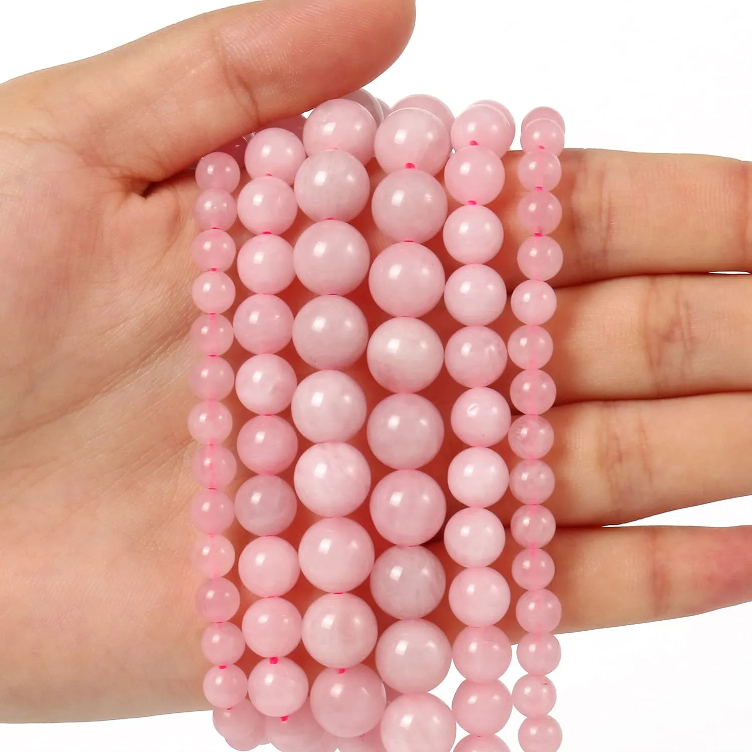 35pcs 10mm Natural Stone Beads Rose Quartz Beads Energy Crystal Healing Power Gemstone for Jewelry Making, DIY Bracelet Necklace