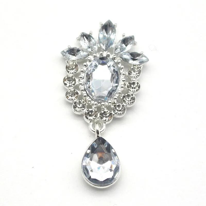5PCS DIY Alloy Rhinestones Pendant Brooches Buttons