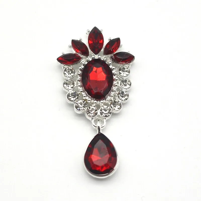 5PCS DIY Alloy Rhinestones Pendant Brooches Buttons