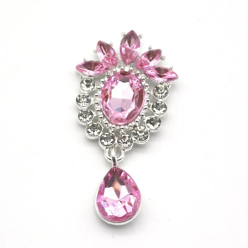 5PCS DIY Alloy Rhinestones Pendant Brooches Buttons
