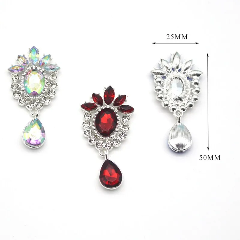 5PCS DIY Alloy Rhinestones Pendant Brooches Buttons