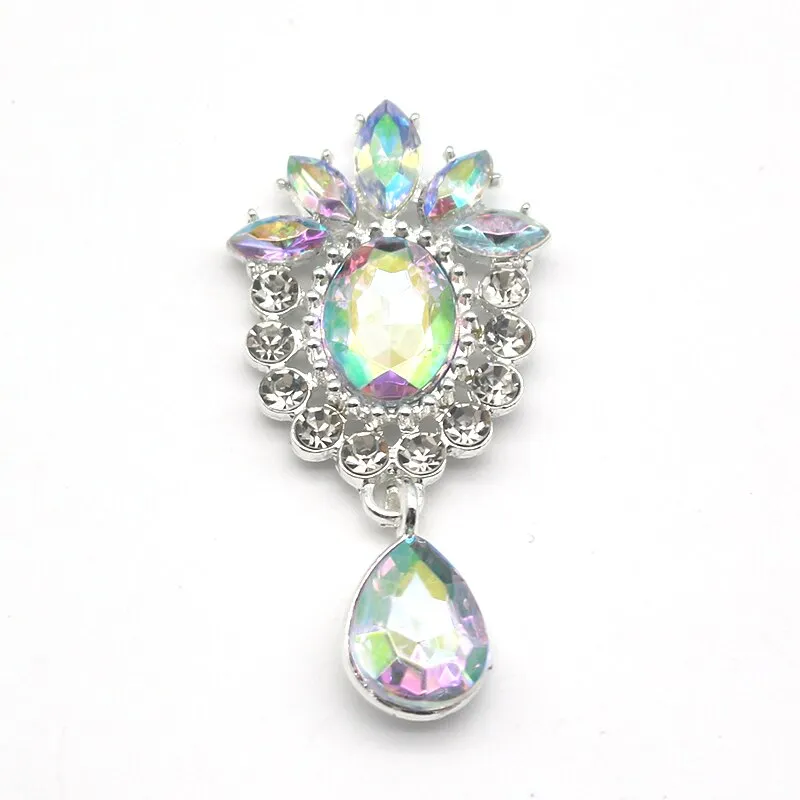 5PCS DIY Alloy Rhinestones Pendant Brooches Buttons