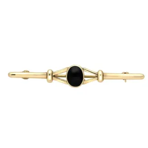 9ct Yellow Gold Whitby Jet Bar Brooch