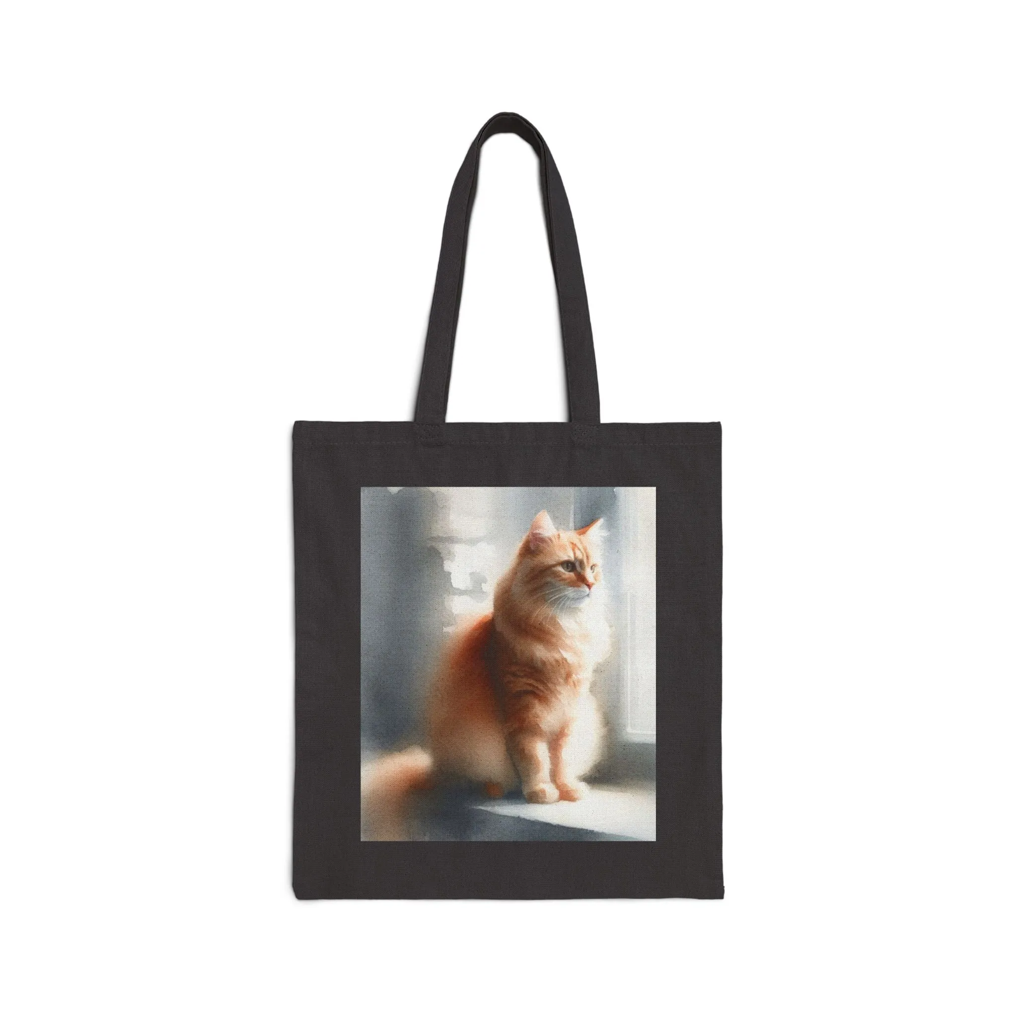 A cute cat sitting on the windowsill Cotton Canvas Tote Bag