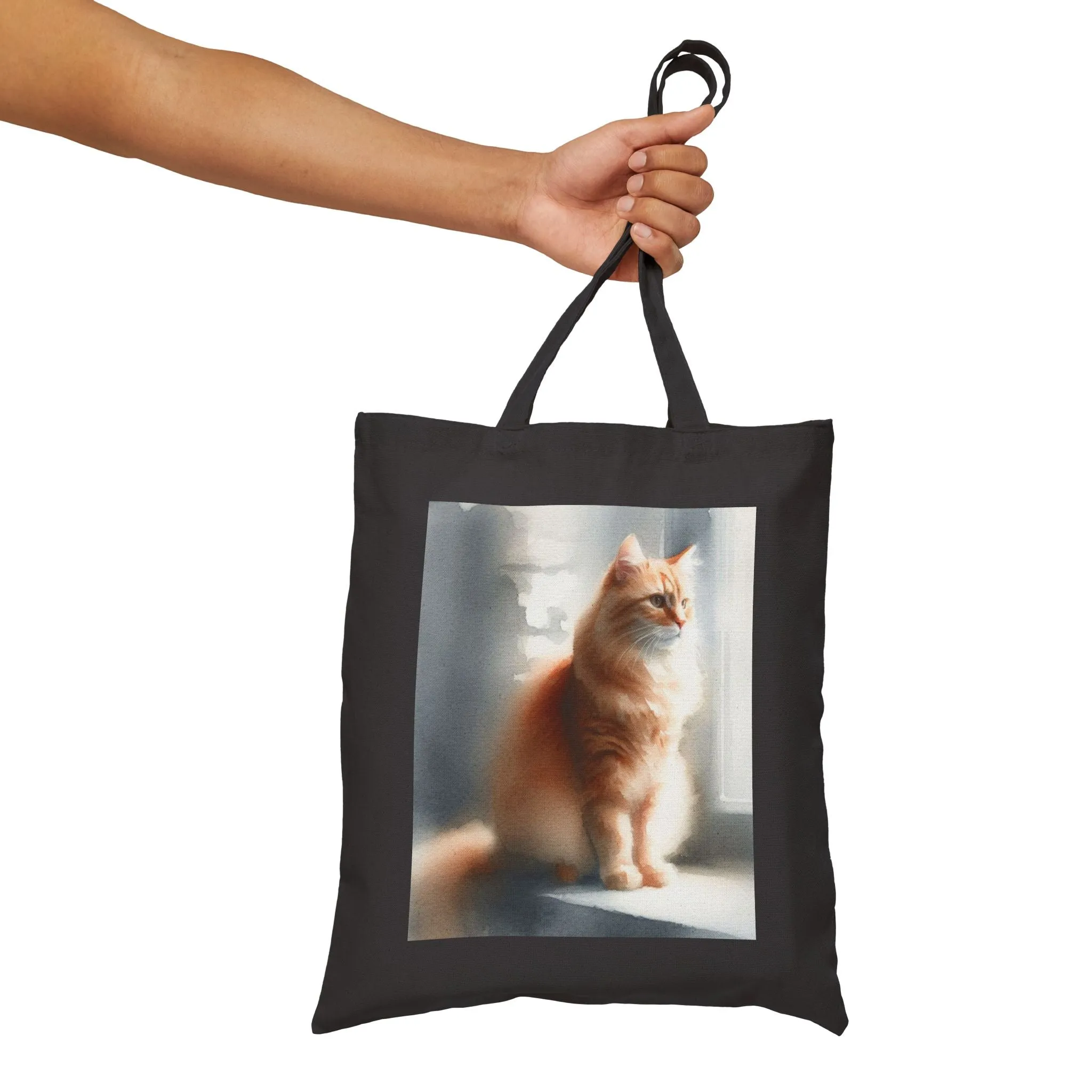 A cute cat sitting on the windowsill Cotton Canvas Tote Bag
