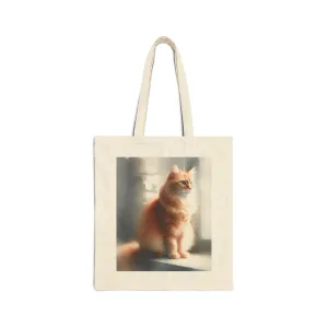 A cute cat sitting on the windowsill Cotton Canvas Tote Bag