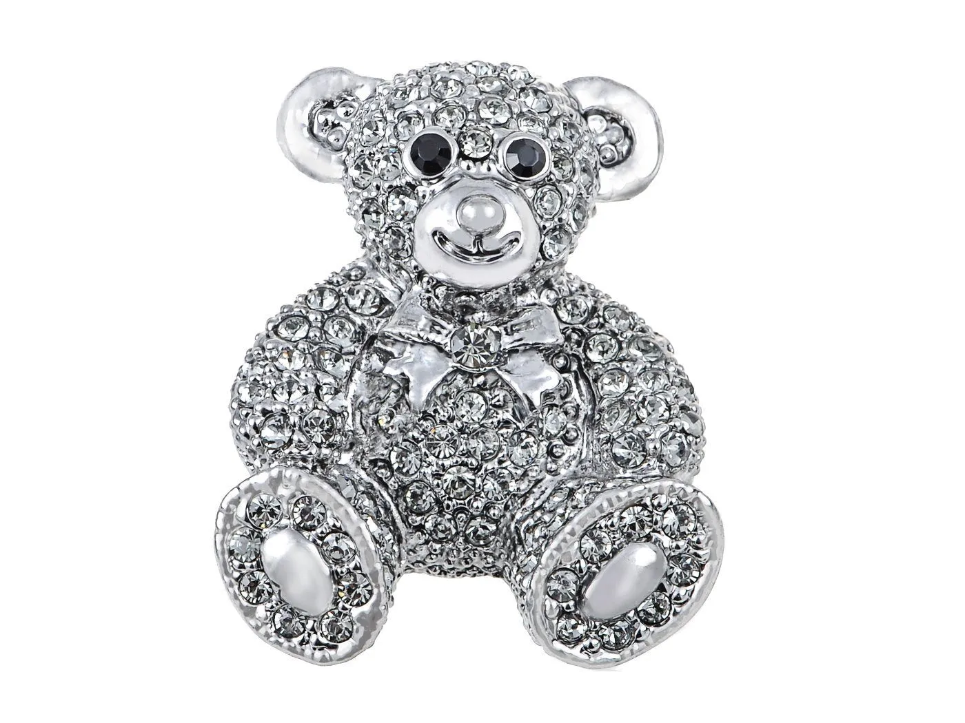 Alilang Vintage Inspired Cute Valentine Silver Tone Teddy Bear Stuffed Animal Lapel Brooch Pin
