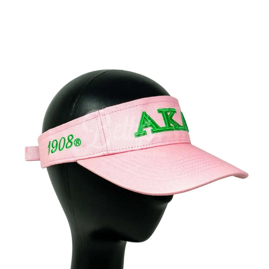 Alpha Kappa Alpha AKA Embroidered Greek Letters Velcro Snap Visor