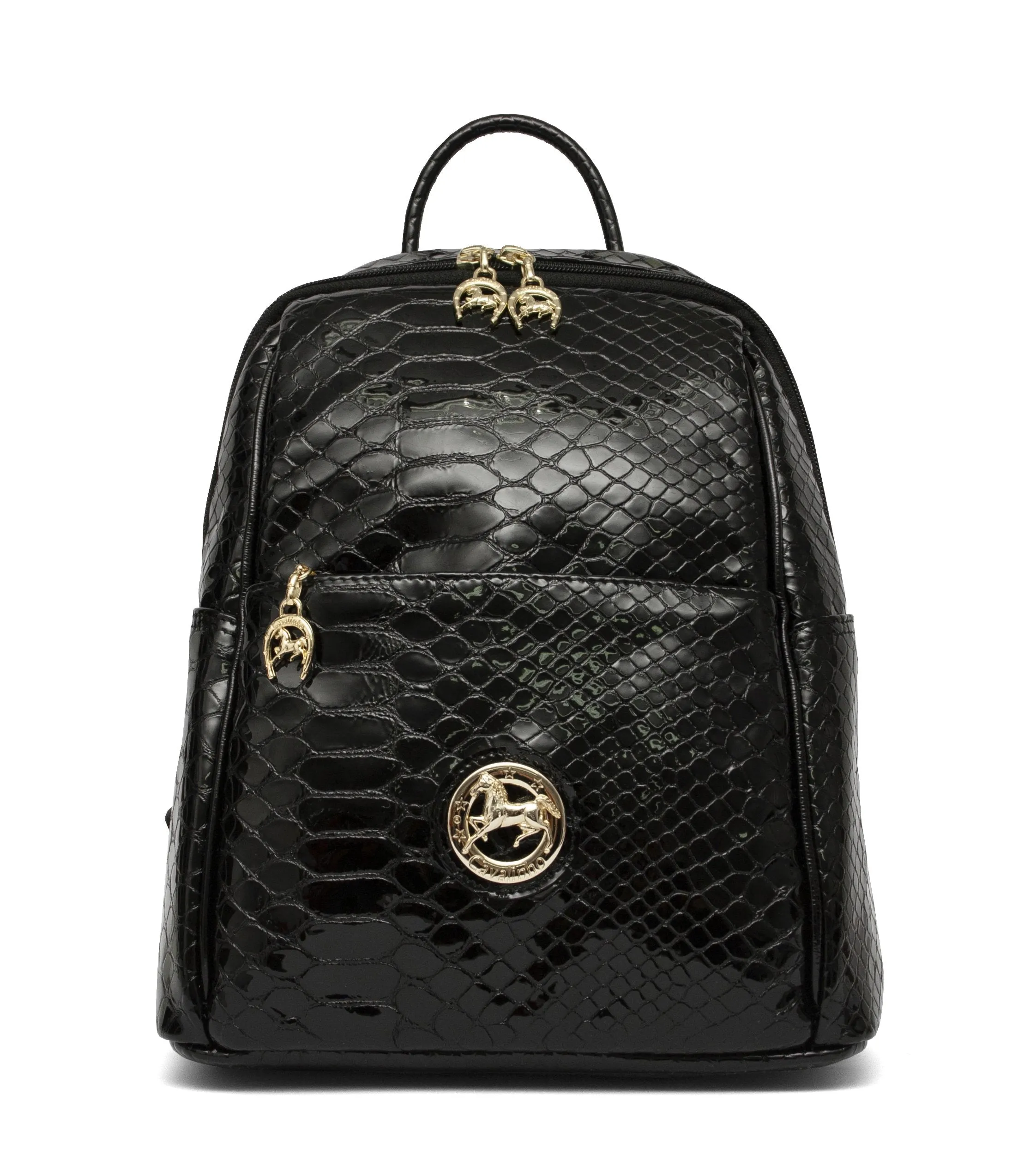 Black Patent Leather Backpack