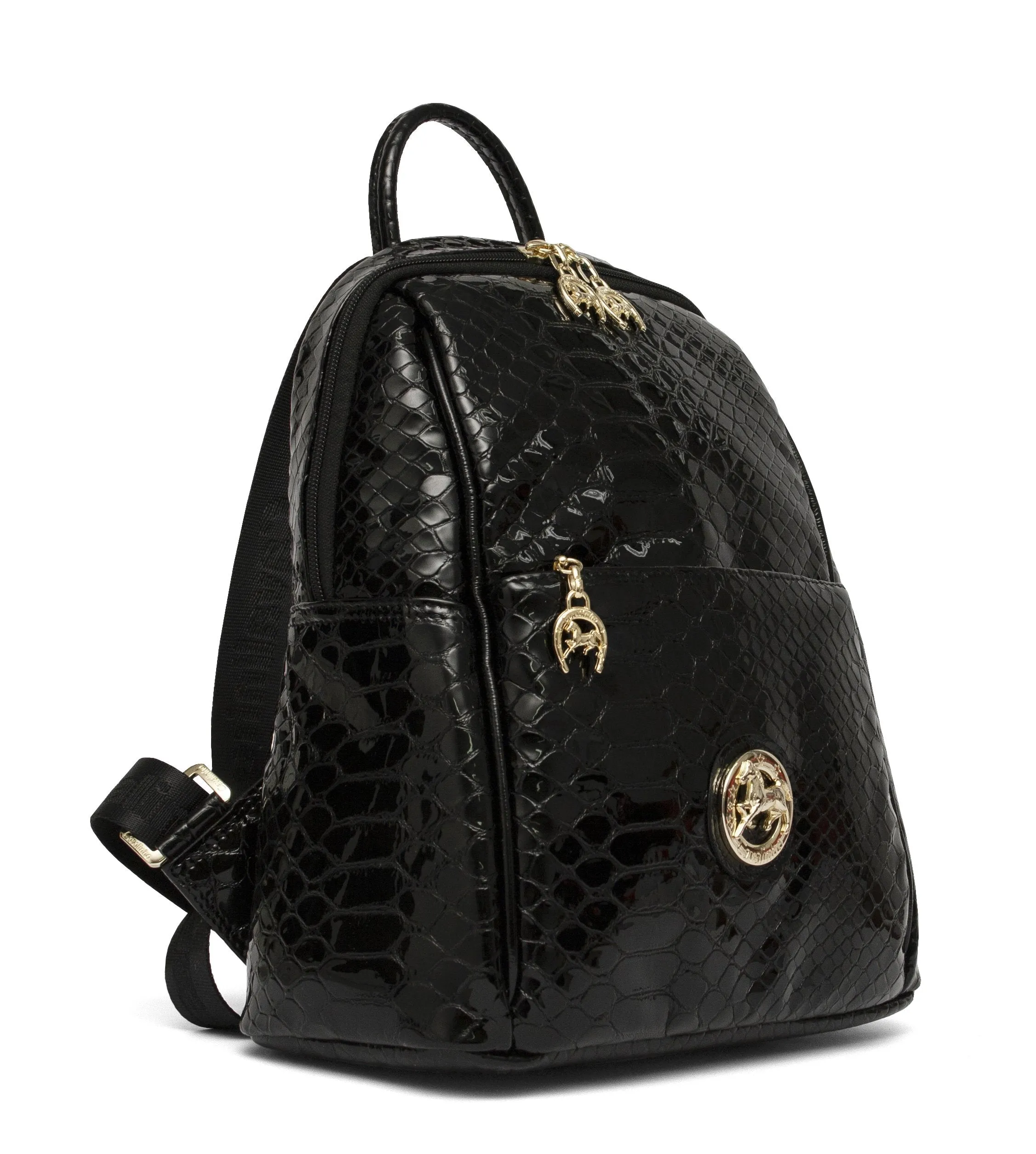 Black Patent Leather Backpack