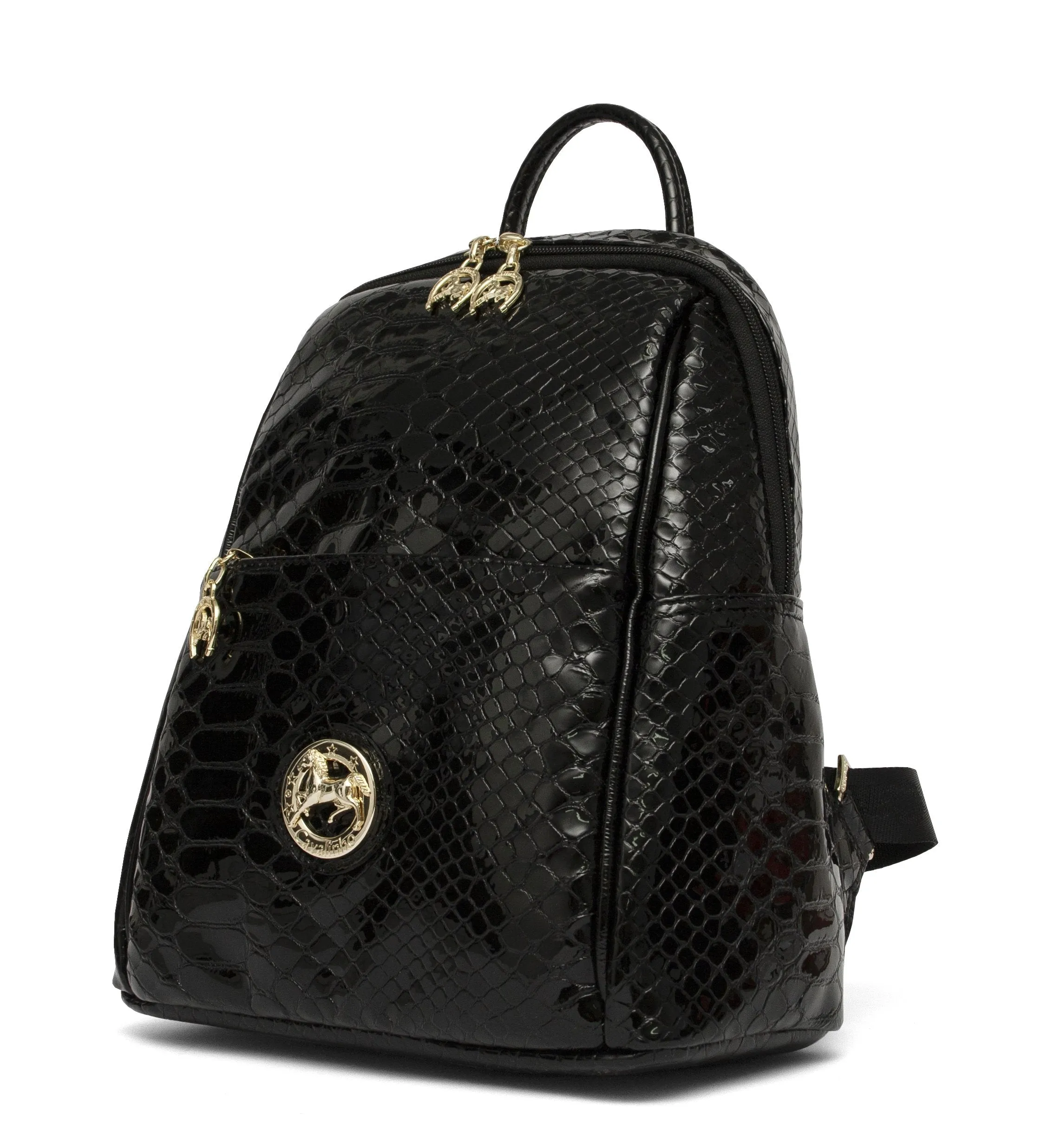 Black Patent Leather Backpack