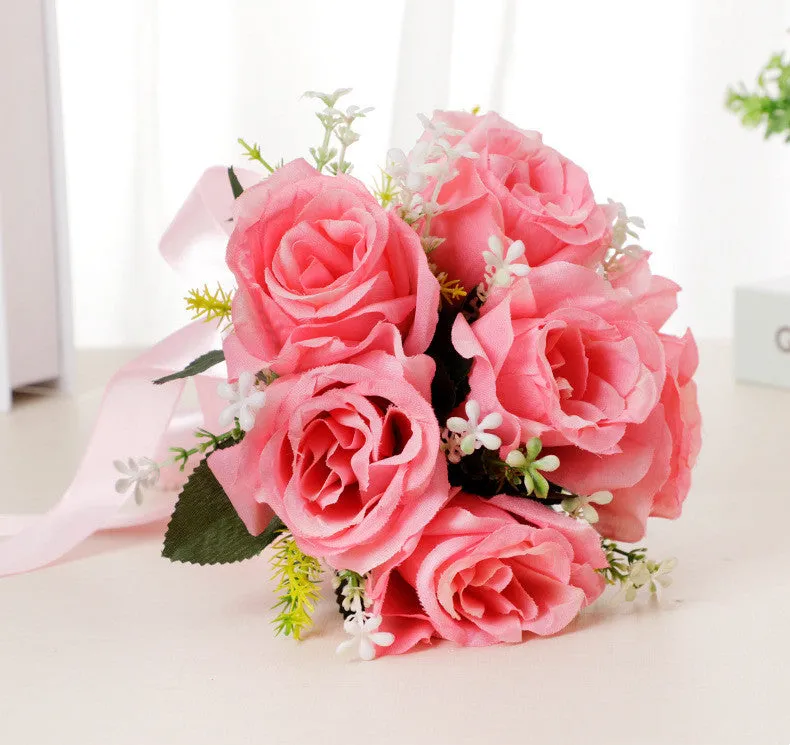 Bulk 7" Silk Bridesmaid Bouquet Rose Wedding Bouquets Wholesale
