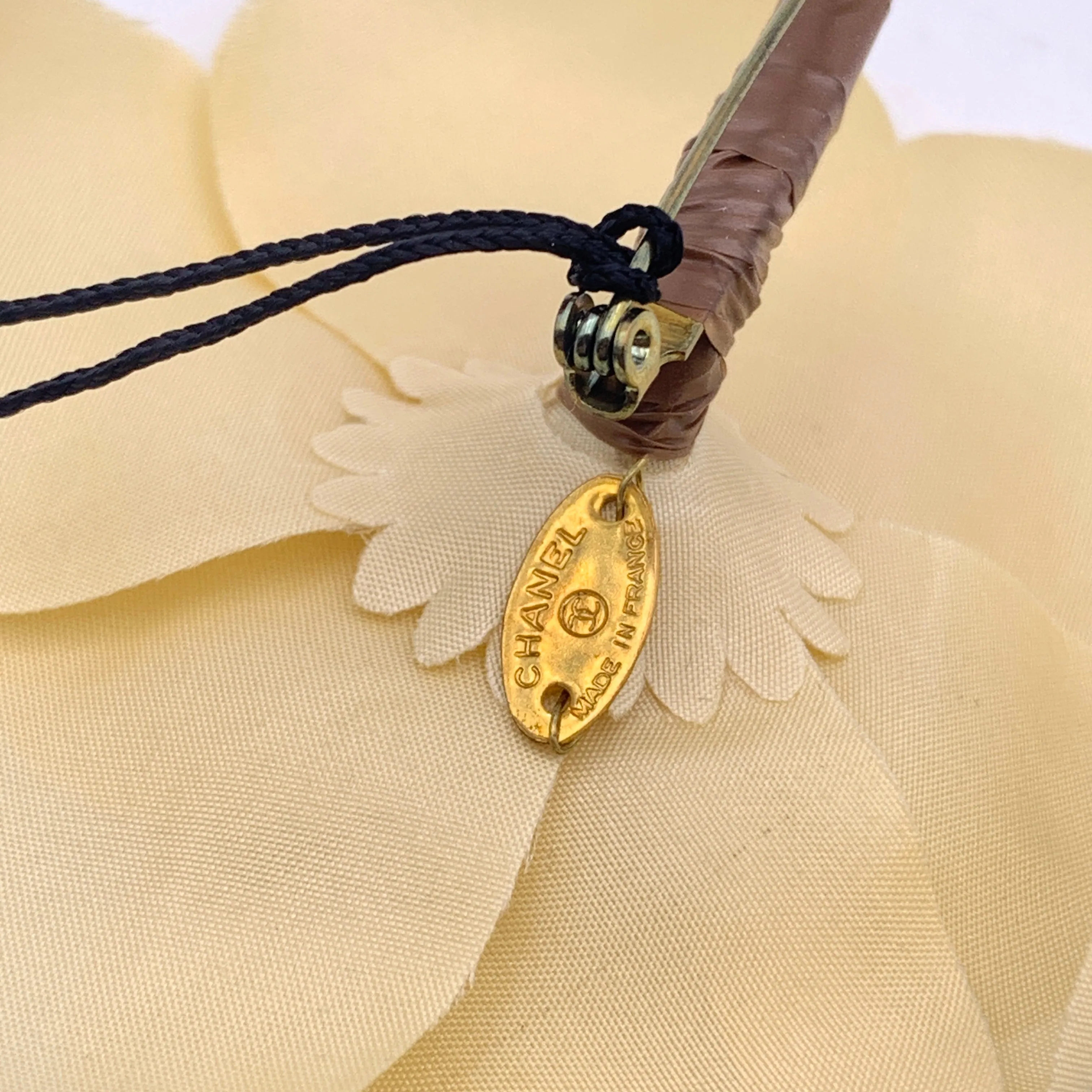 Chanel Vintage Beige Fabric Camelia Flower Camellia Pin Brooch
