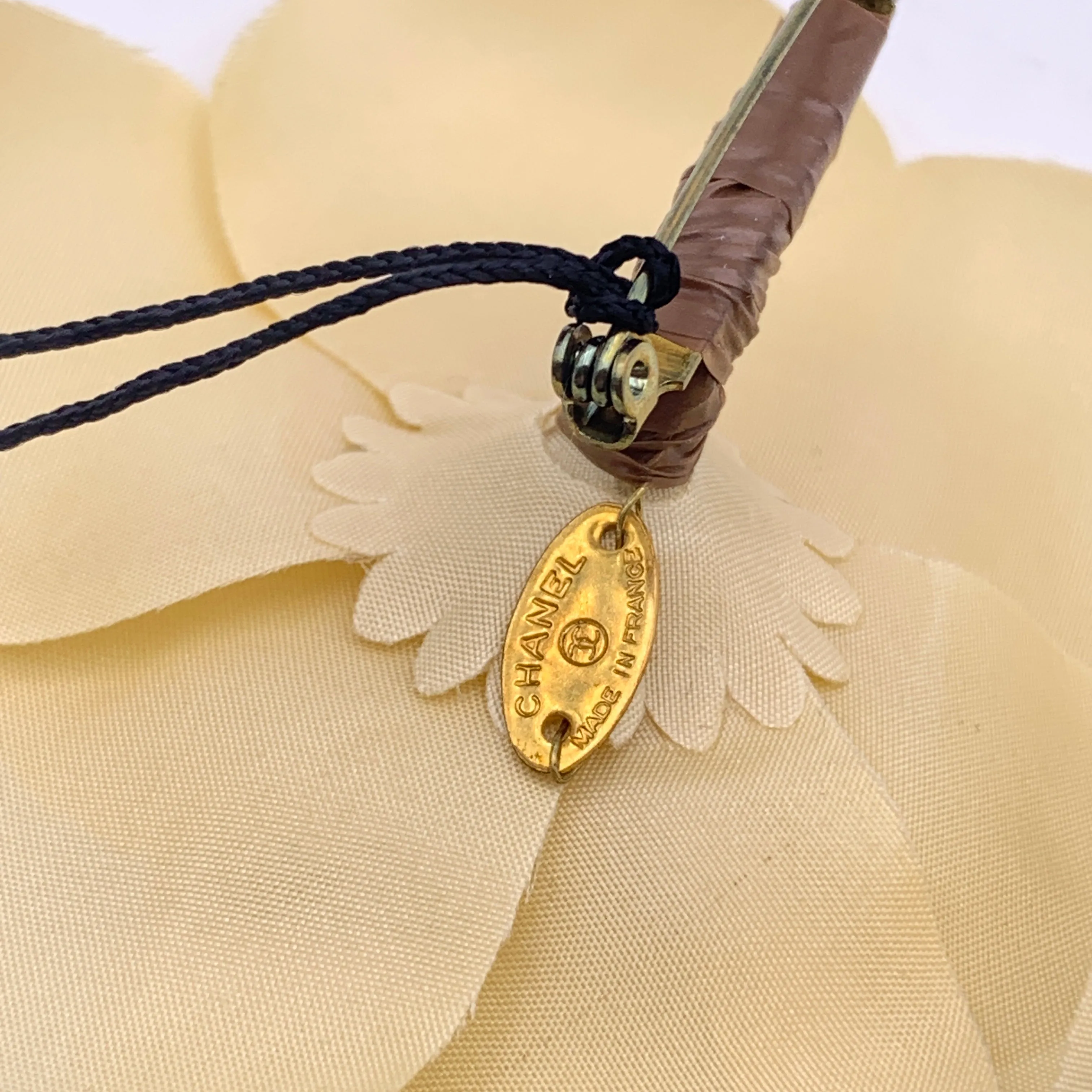 Chanel Vintage Beige Fabric Camelia Flower Camellia Pin Brooch