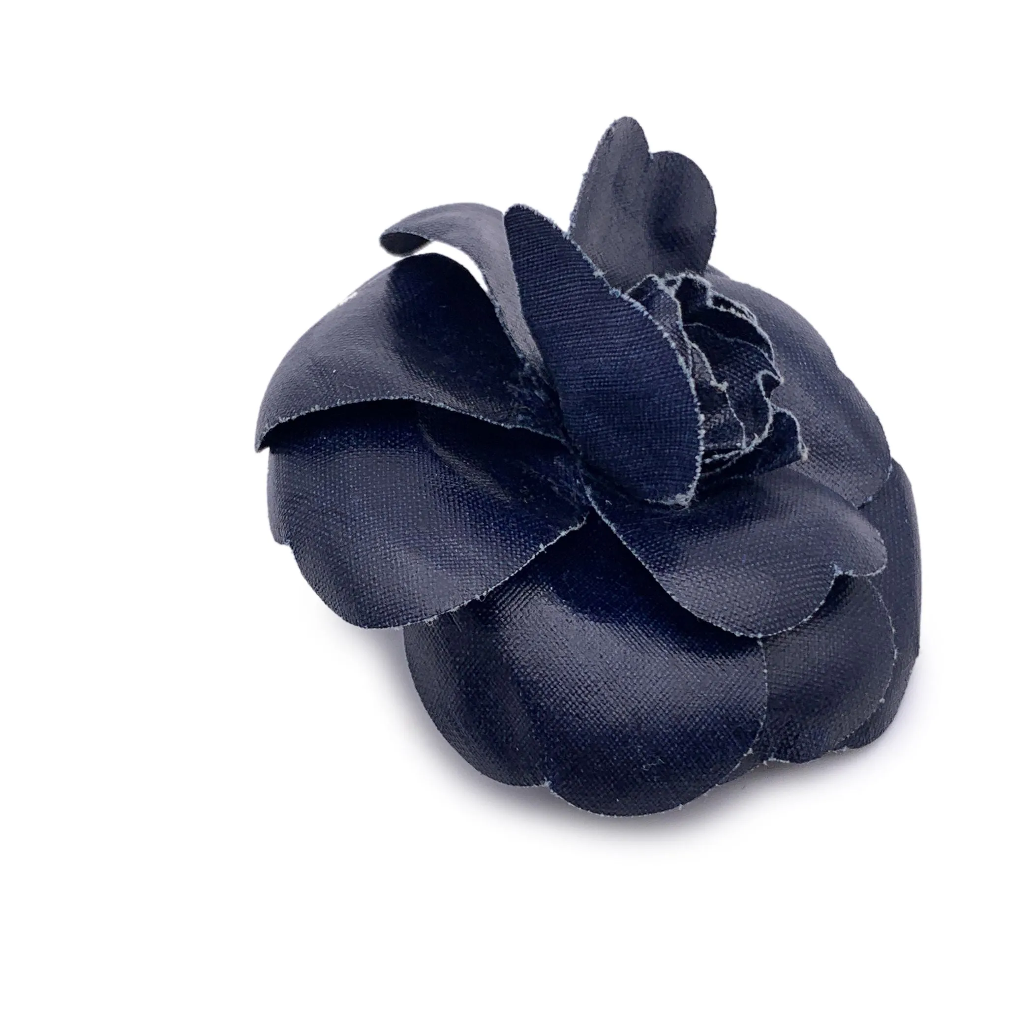 Chanel Vintage Blue Canvas Flower Brooch Pin Camelia Camellia