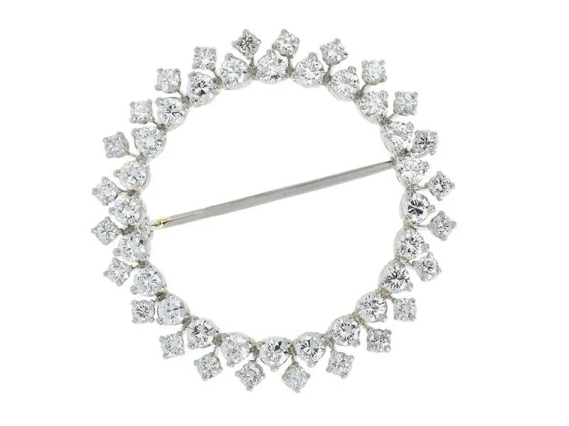Corona - Diamond Platinum Circular Brooch