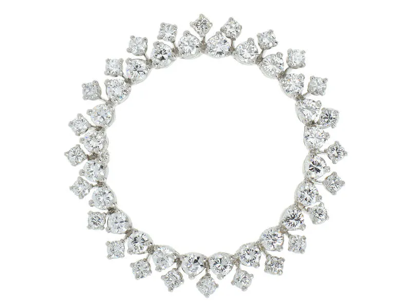 Corona - Diamond Platinum Circular Brooch