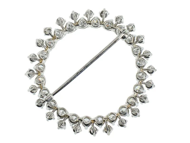 Corona - Diamond Platinum Circular Brooch