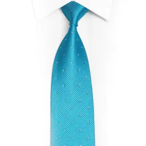 Crystal Rhinestones On Bright Blue Mens Silk Tie