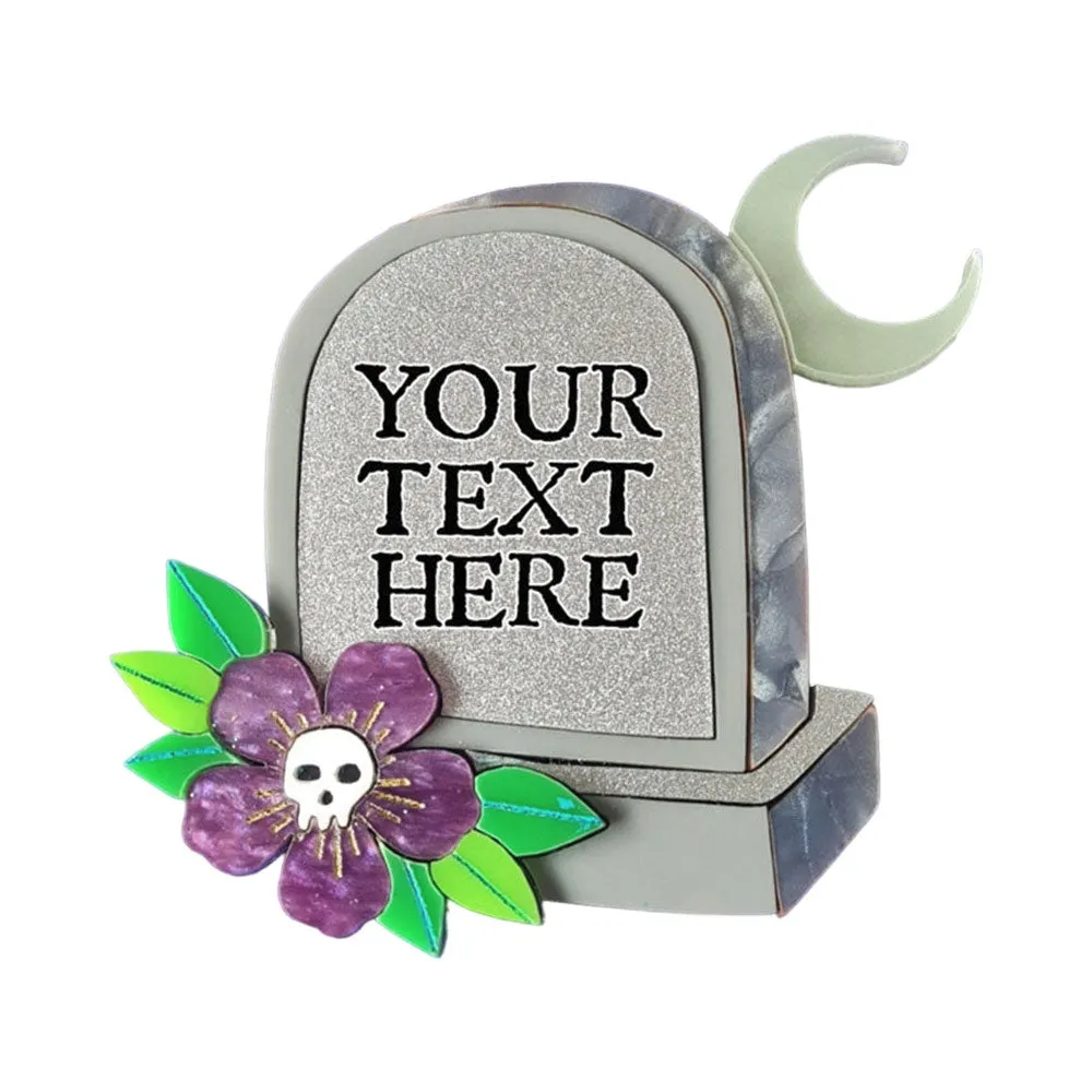 Custom Gravestone Epitaph Brooch- Pre Order by Cherryloco Jewellery