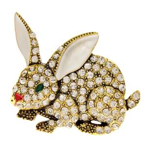 Cute Rhinestone Rabbit Brooch Winter Fashion Animal Pin Zodiac Accessories