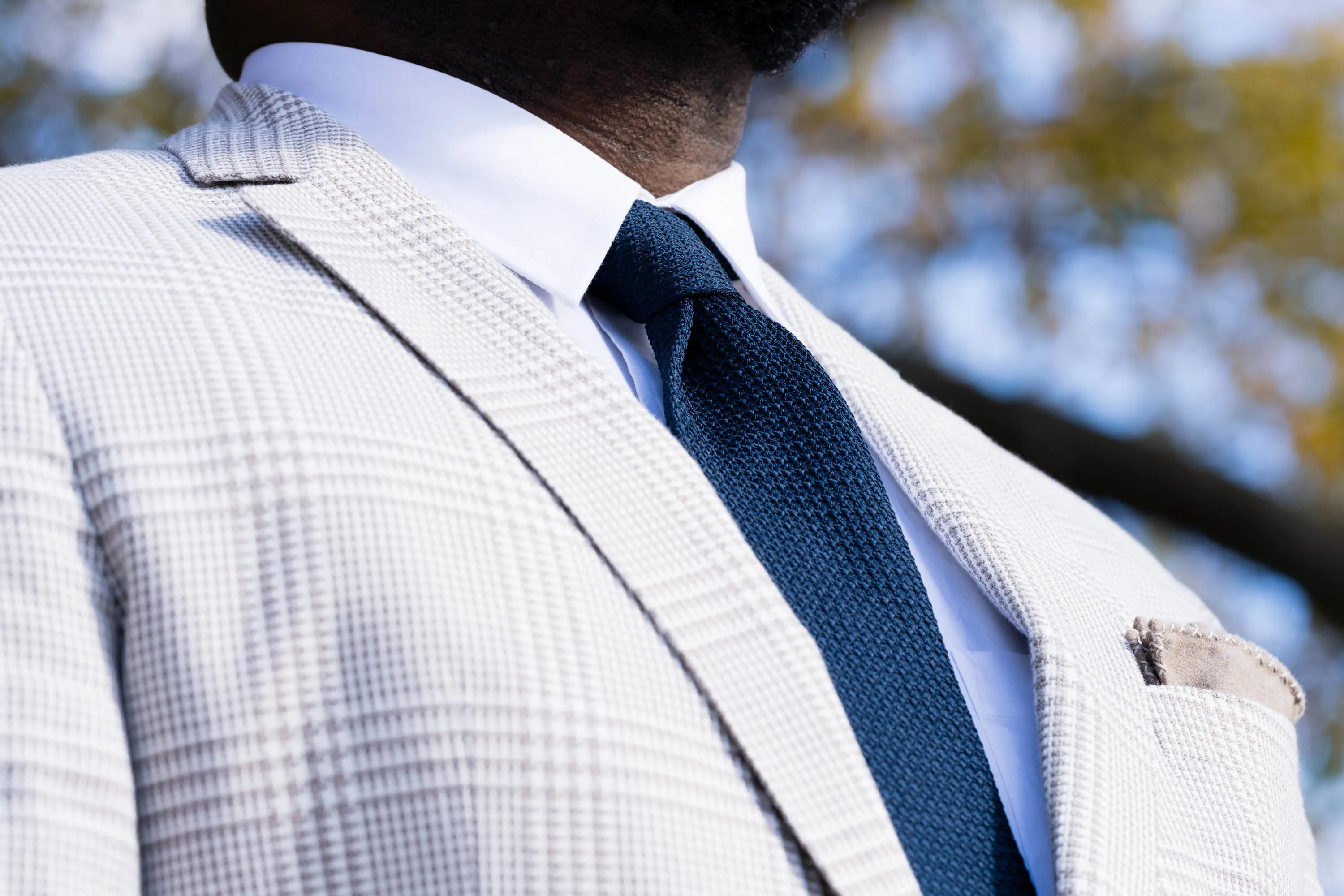 Dark Blue Grenadine Silk Tie