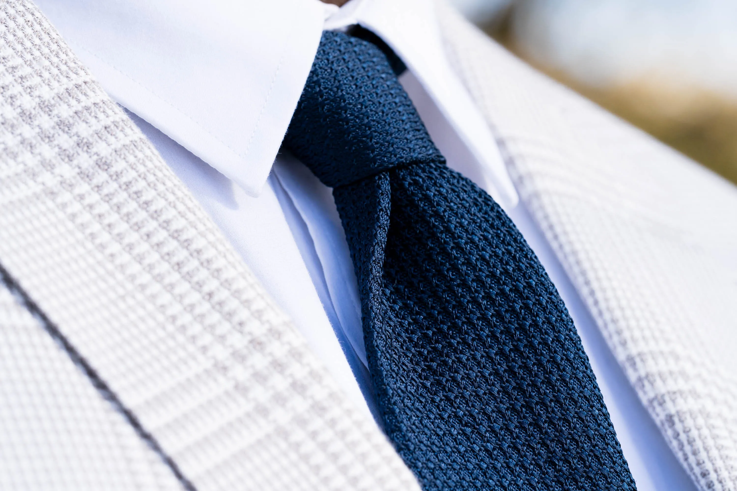 Dark Blue Grenadine Silk Tie