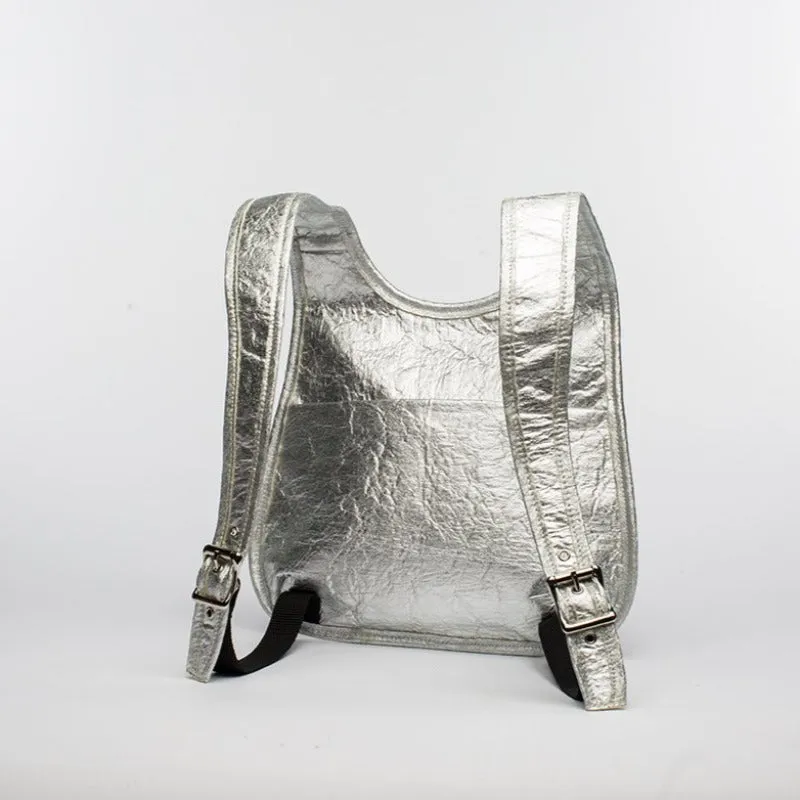Earth Bag Slim, Silver Pinatex (Upcycled Billboard Bags)