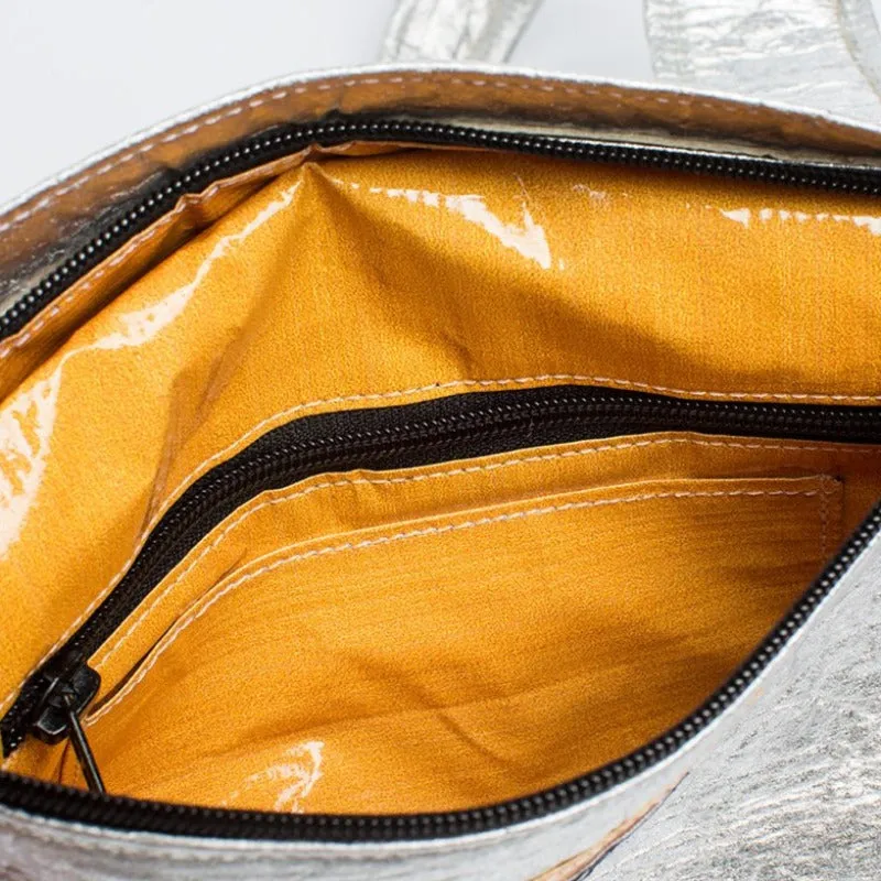 Earth Bag Slim, Silver Pinatex (Upcycled Billboard Bags)