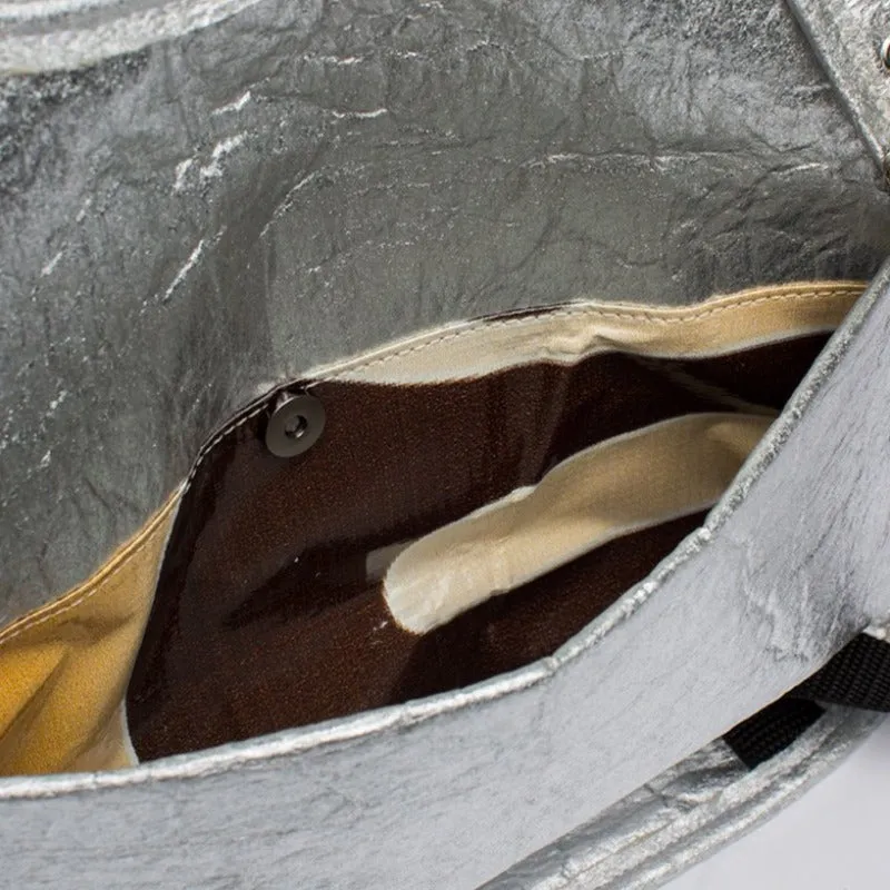 Earth Bag Slim, Silver Pinatex (Upcycled Billboard Bags)