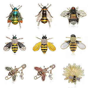 Exquisite Women Men Little Bee Fashion Crystal Brooch Decoration