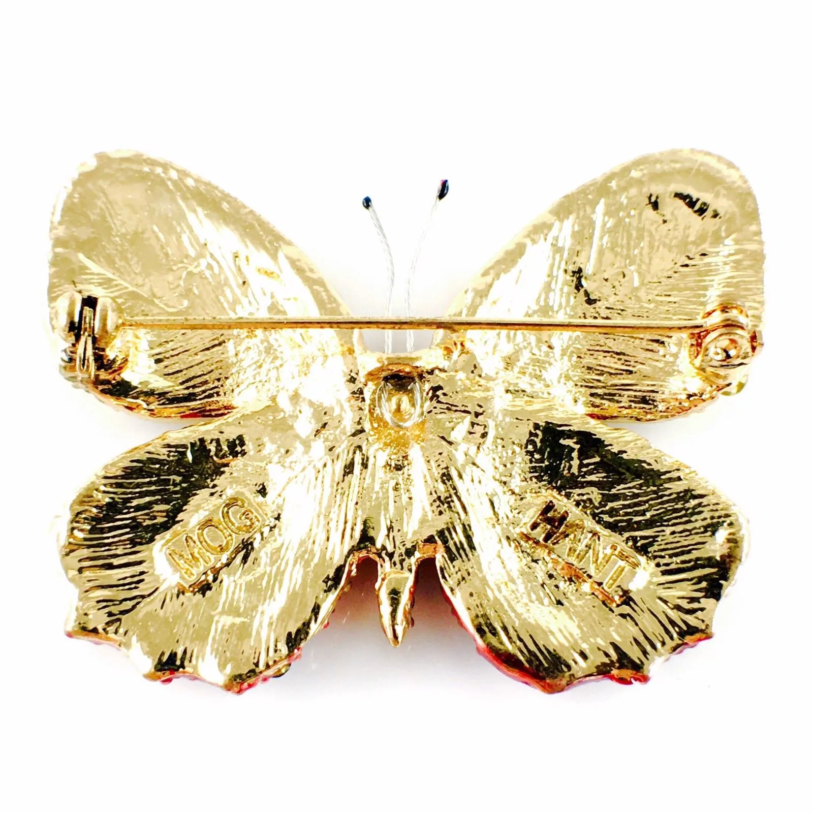 Fairy Butterfly Brooch Swarovski Crystal gold base multi colors Green Pink Amber