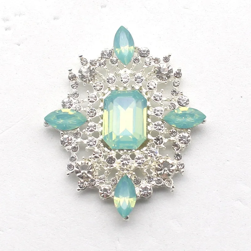 Fashion Color Mixing Beautiful  Brooches Rhinestones Buttons 2Pcs/Lot 45*37MM DIY  Accessories