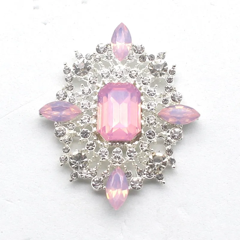 Fashion Color Mixing Beautiful  Brooches Rhinestones Buttons 2Pcs/Lot 45*37MM DIY  Accessories