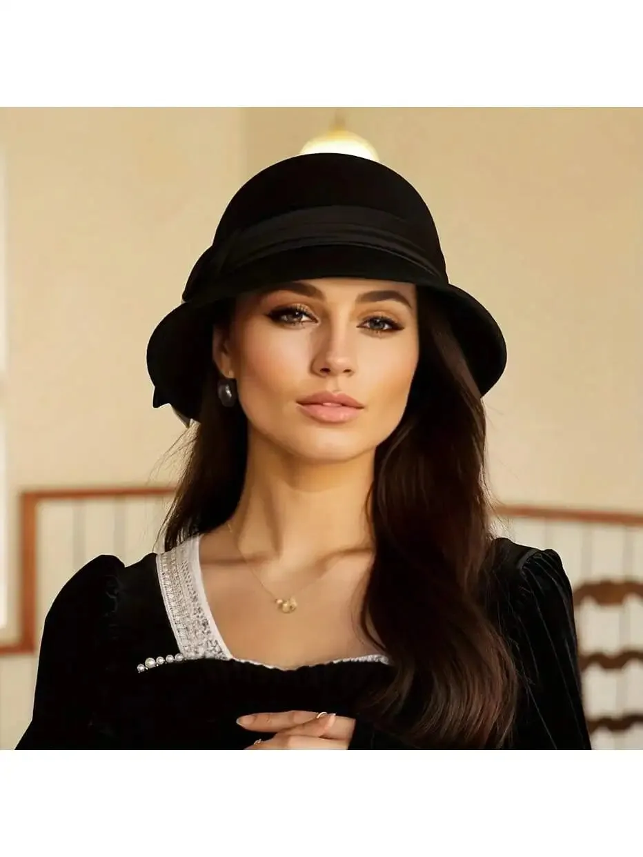 Female Fisherman's Autumn Winter Trendy Japanese Black Pot Hat