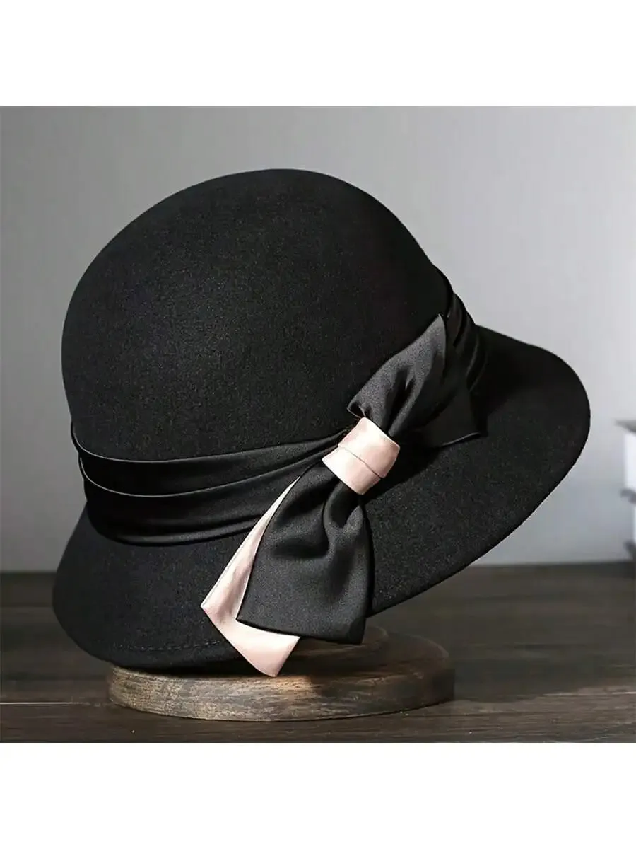Female Fisherman's Autumn Winter Trendy Japanese Black Pot Hat