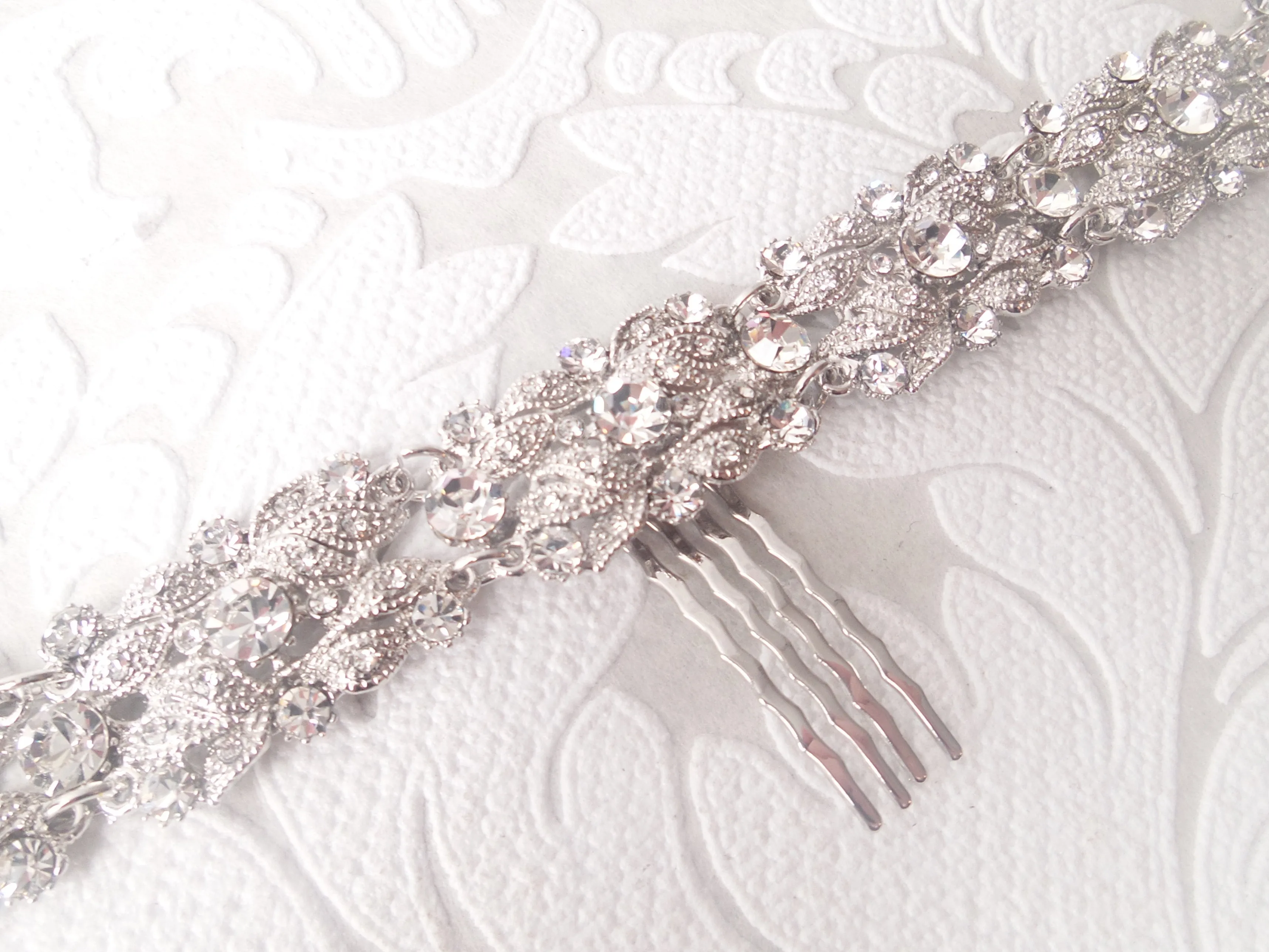 Floral Vine Bridal Headband with Comb for Wedding Updo