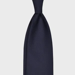 F.Marino Wool Tie 3 Folds Blue Canvas Texture