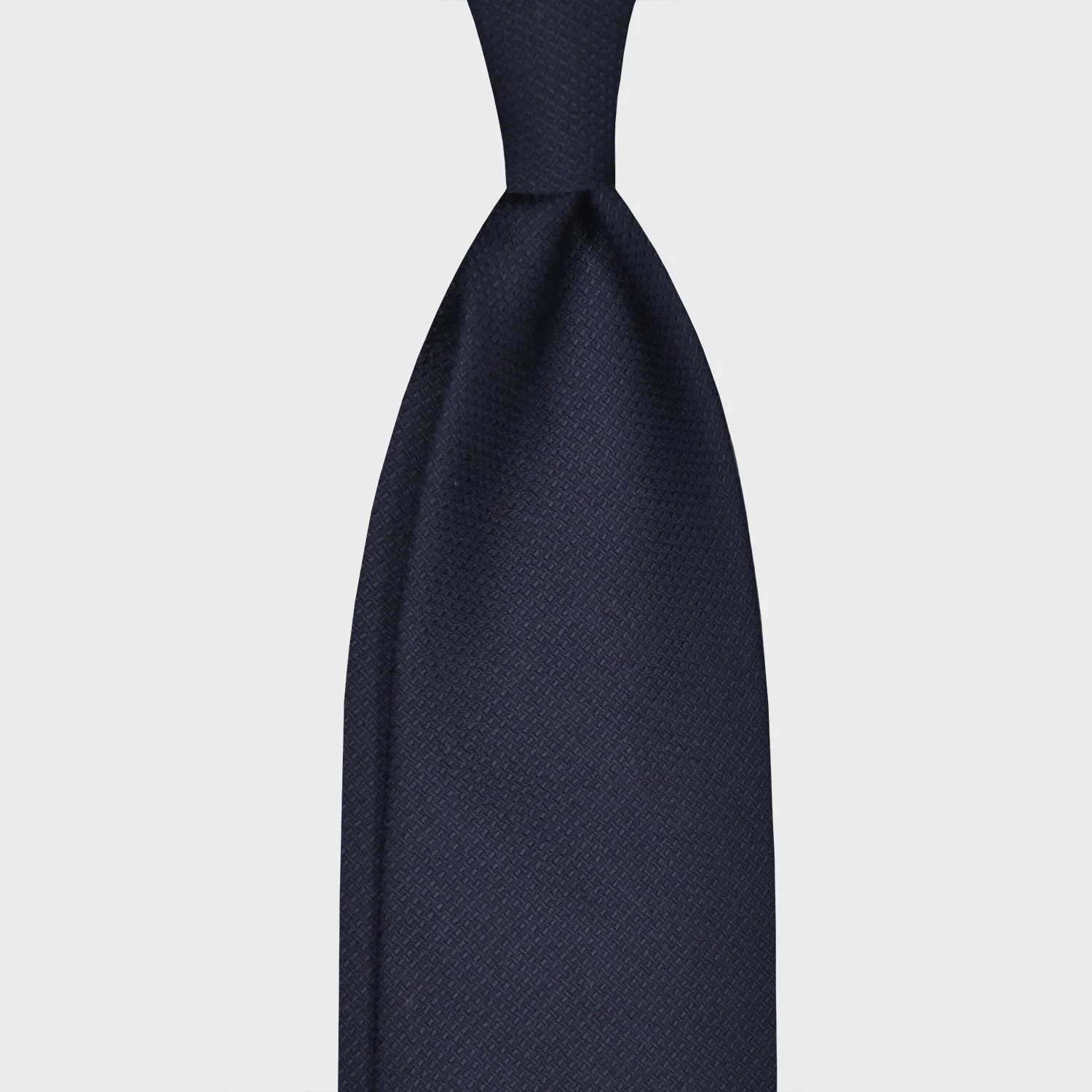 F.Marino Wool Tie 3 Folds Blue Canvas Texture