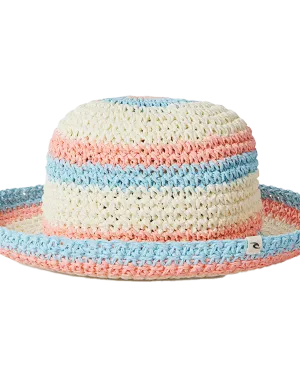 Girls Sun Stripe Crochet Hat in Pink
