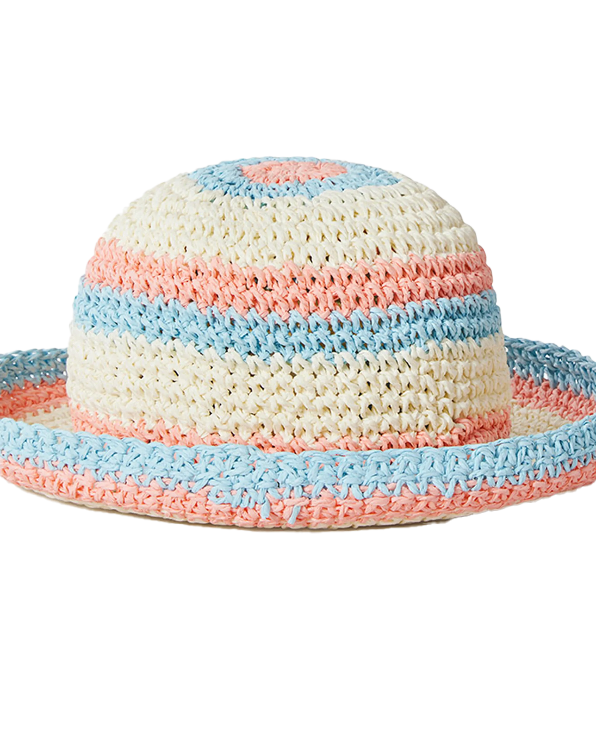 Girls Sun Stripe Crochet Hat in Pink